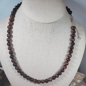 Wooden bead sterling silver necklace